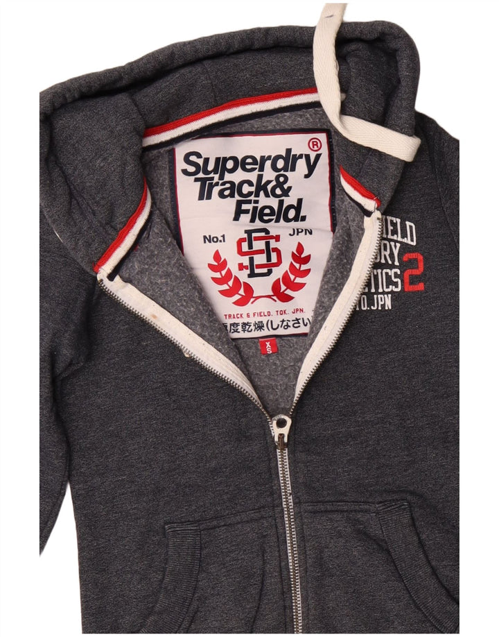 SUPERDRY Pulover pentru bărbați de atletism și teren cu fermoar grafic XS bumbac gri