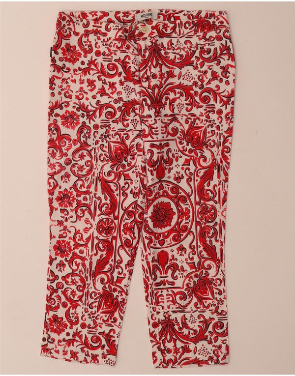 Pantaloni capri drepti pentru femei MOSCHINO UK 12 Medium W28 L21 Red Paisley