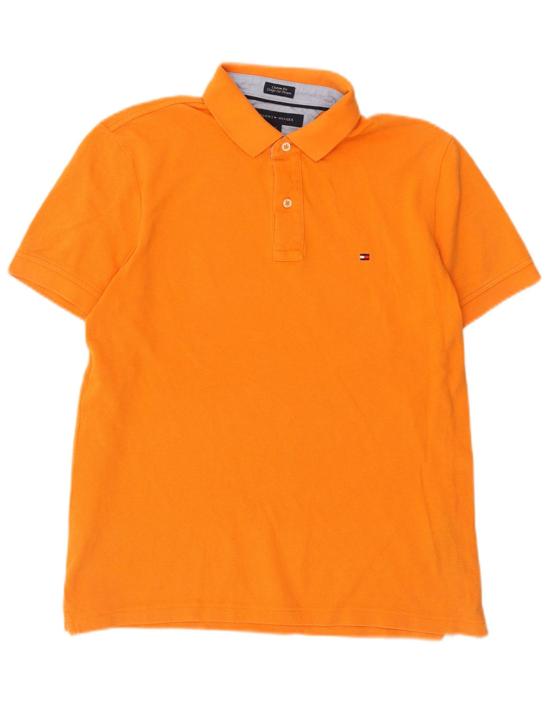 Tricou polo Tommy Hilfiger, personalizat, din bumbac portocaliu mediu