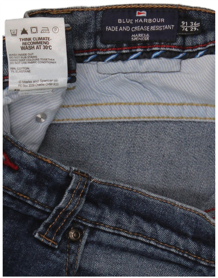 Blugi drepti pentru bărbați Marks & Spencer Blue Harbour W36 L29 Bumbac albastru