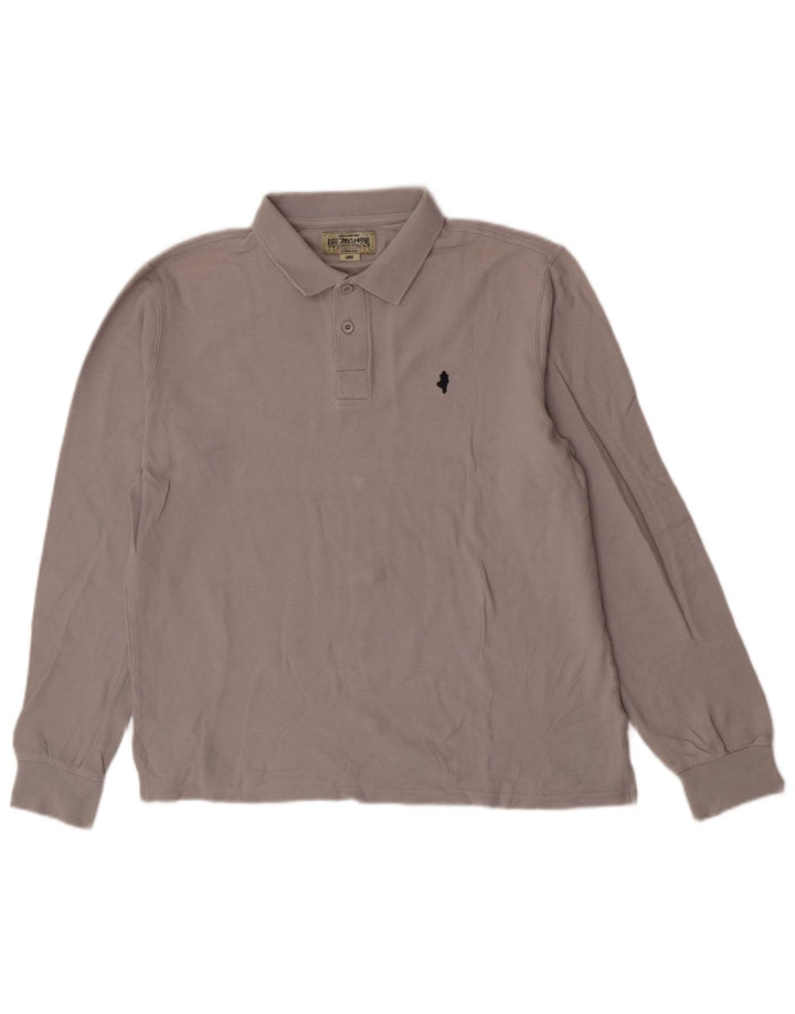 Tricou polo cu mânecă lungă Marlboro Classics pentru bărbați, mare, gri