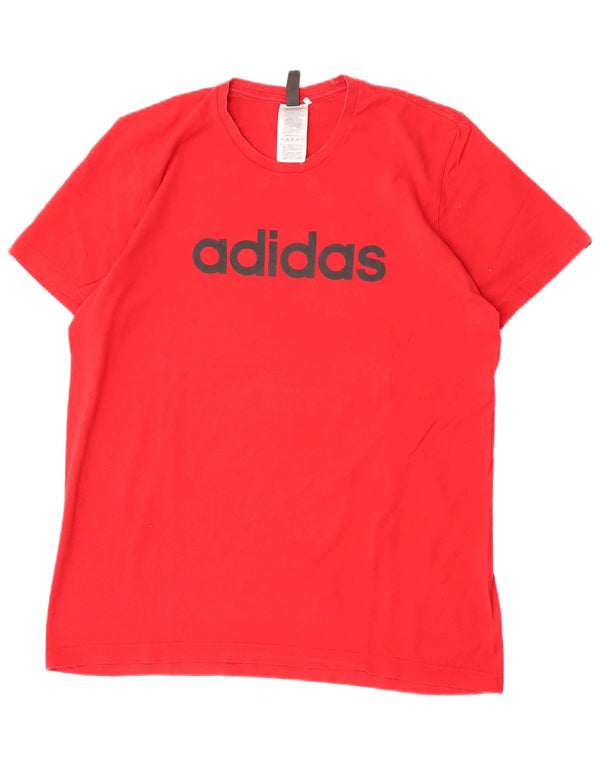 Tricou grafic pentru bărbați Adidas Top, bumbac roșu mediu