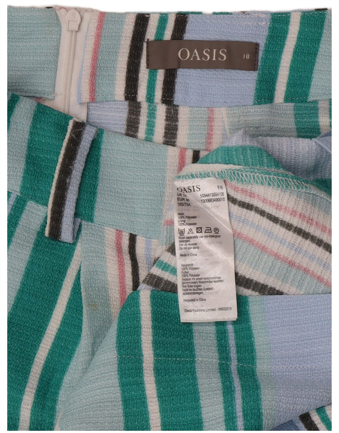 Oasis Fustă A-Line pentru femei UK 10 Small W27 Poliester cu dungi albastre