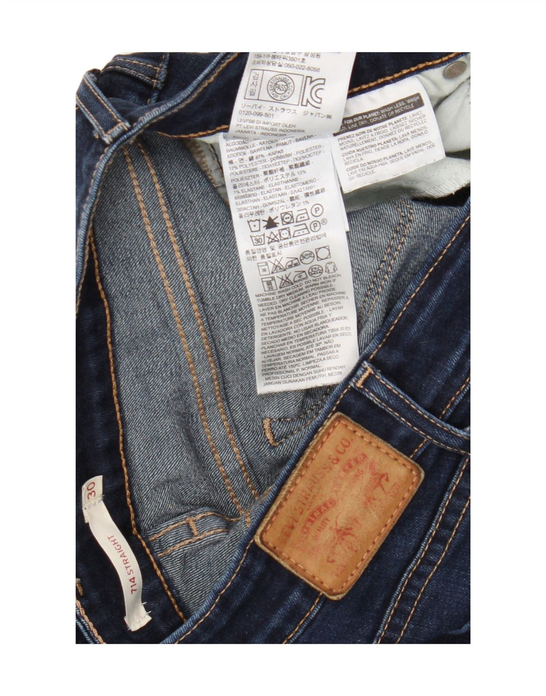Blugi drepti pentru femei Levi's 714 W30 L32 bumbac bleumarin