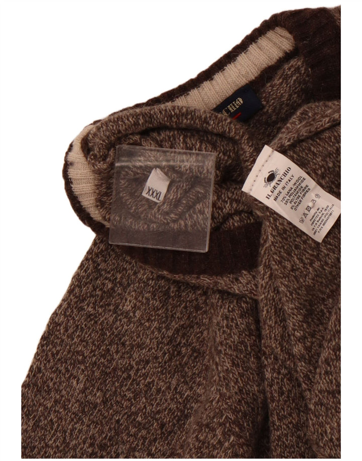 IL GRANCHIO Pulover pentru femei cu decolteu rotund Marea Britanie 22 3XL Lână maro pete