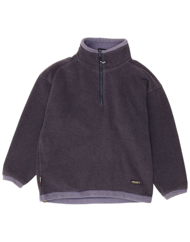 Pulover pentru bărbați Musto, cu fermoar, decolteu, fleece, mediu, bleumarin, poliester color bloc
