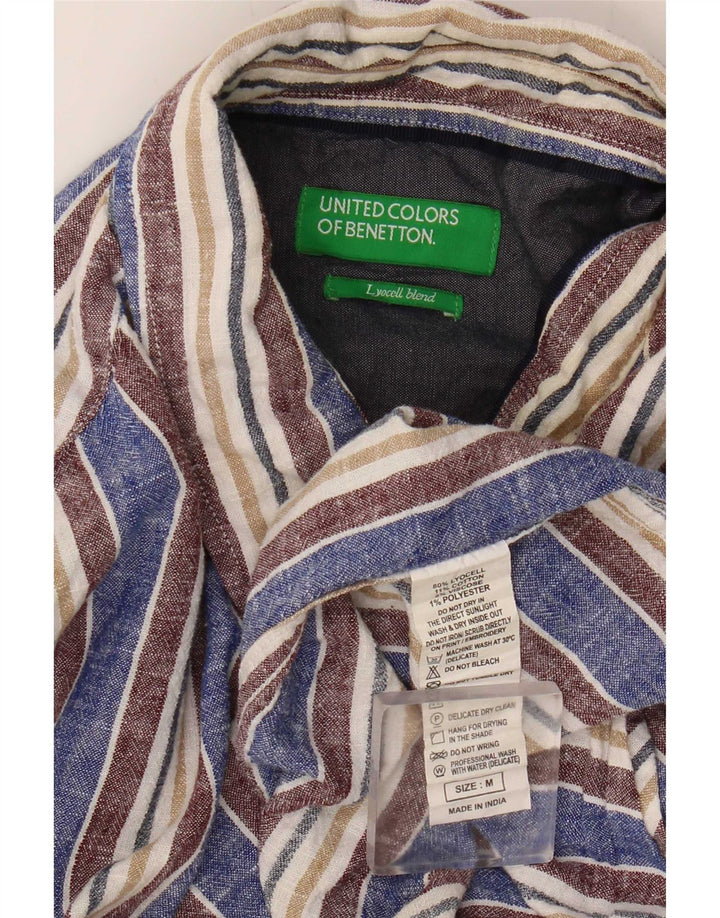 Benetton Cămașă pentru bărbați Medium Blue Striped Lyocell