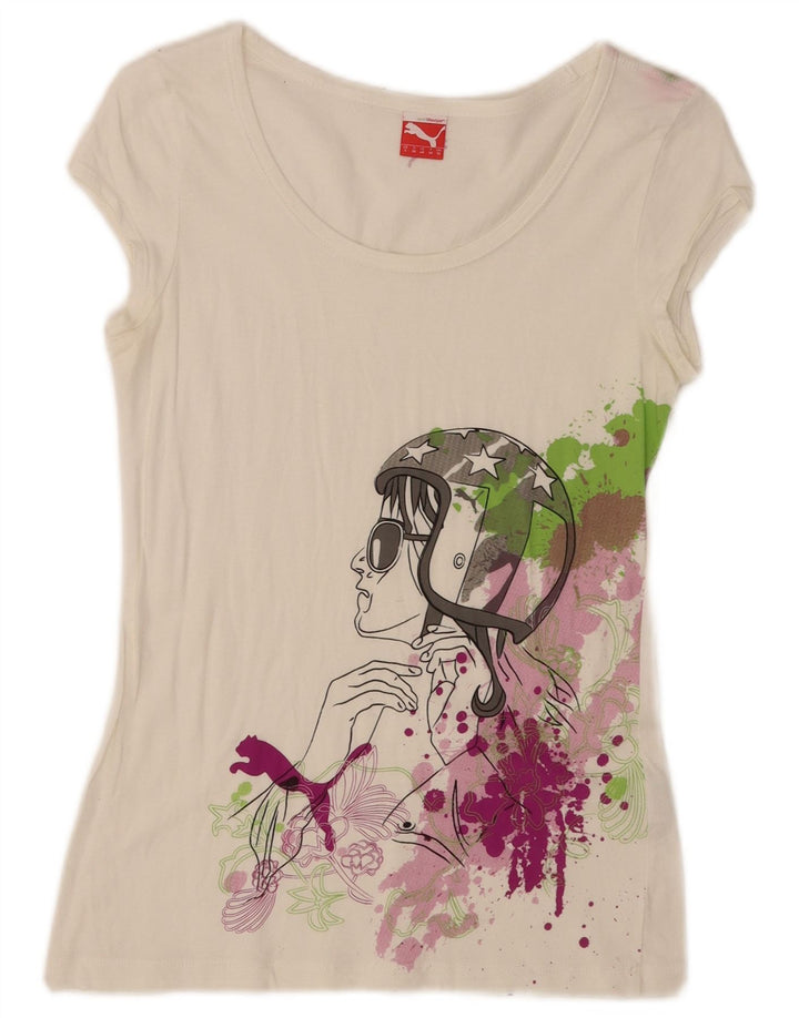Tricou Puma Regular Graphic pentru femei Top UK 10 Small White