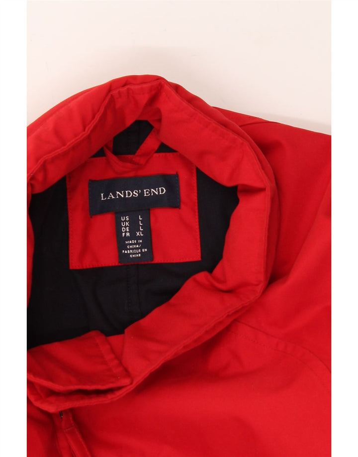 LANDS END Mens Bomber Jacket UK 40 Large Red Polyester Vintage Lands End and Second-Hand Lands End from Messina Hembry 