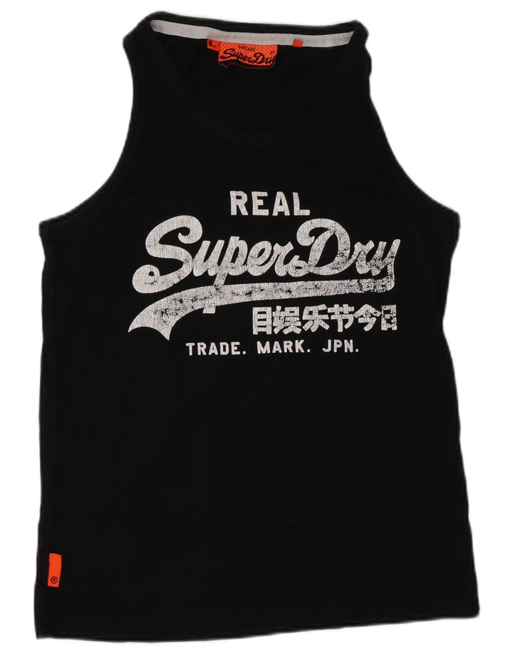 Vestă grafică Superdry pentru bărbați, mare, bumbac, negru
