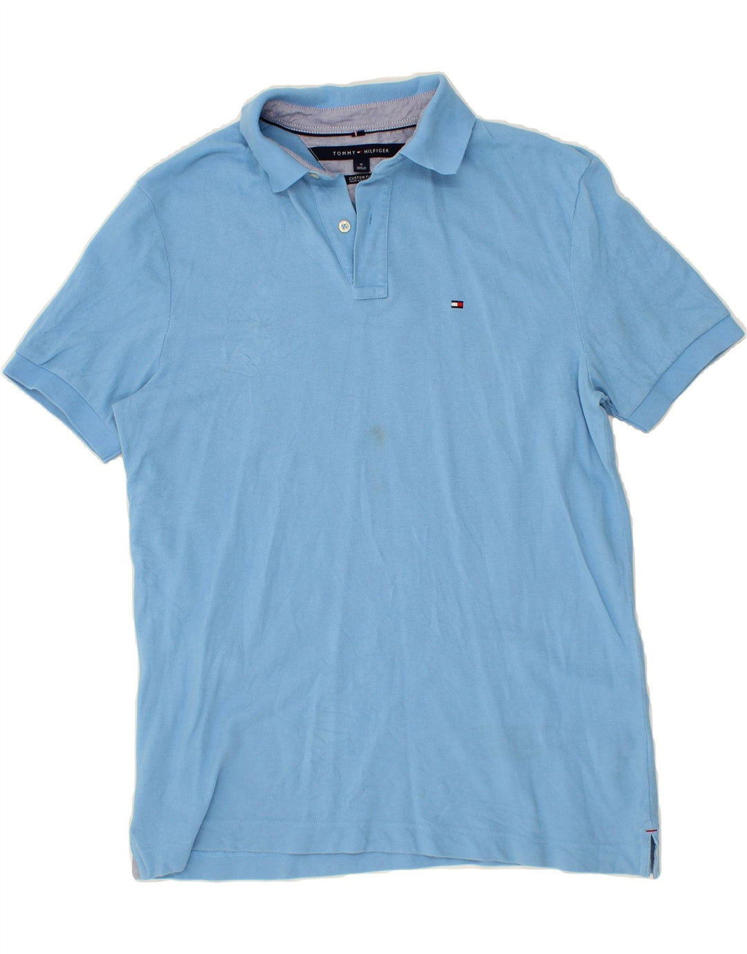 TOMMY HILFIGER Mens Custom Fit Polo Shirt Medium Blue Cotton Vintage Tommy Hilfiger and Second-Hand Tommy Hilfiger from Messina Hembry 