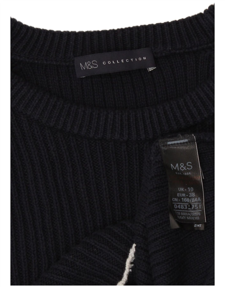 Marks & Spencer Womens Crew Neck Jumper Sweater UK 10 Small Navy Blue