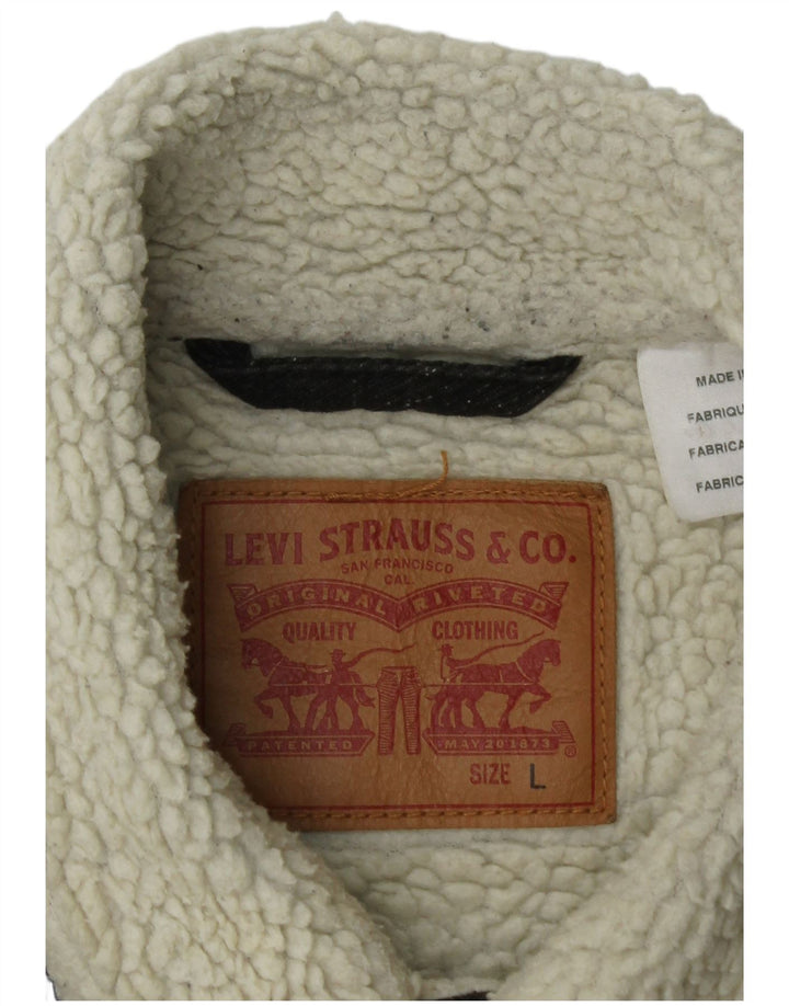 Jachetă Sherpa pentru bărbați Levi's UK 40, mare, gri bumbac cu pete