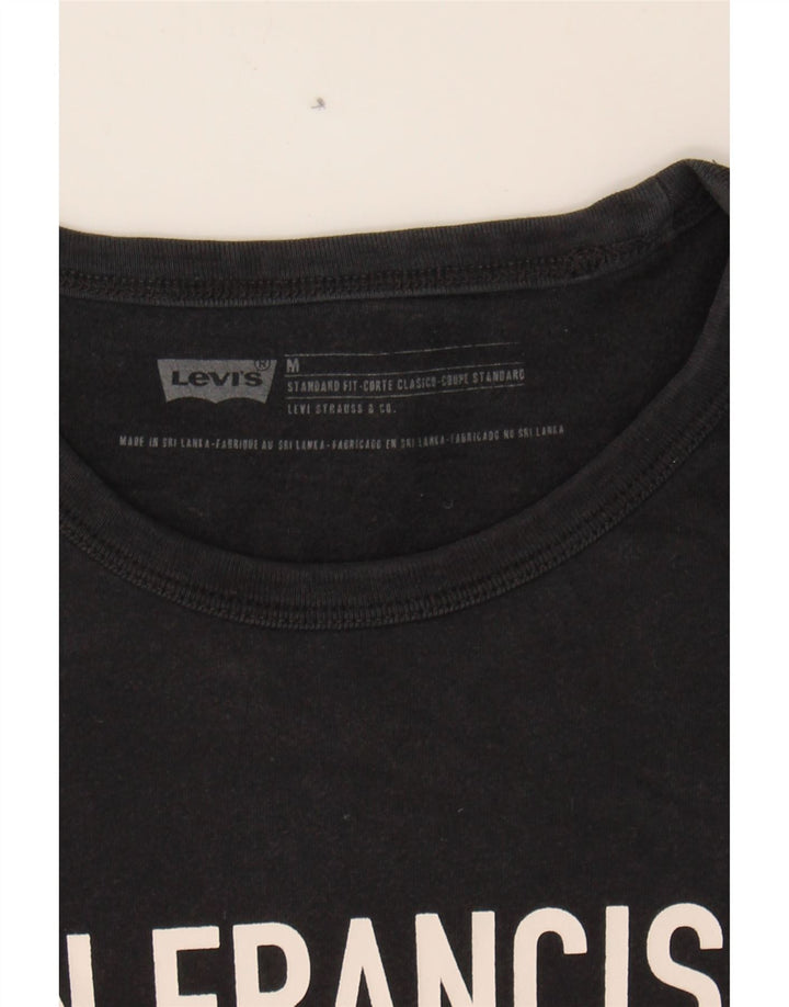 LEVI'S Mens San Francisco Standard Fit Graphic T-Shirt Top Medium Black Vintage Levi's and Second-Hand Levi's from Messina Hembry 