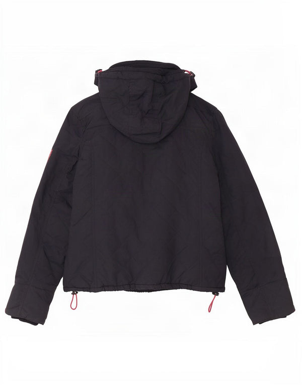 Jachetă matlasată cu glugă Superdry pentru femei UK 14, mare, bleumarin