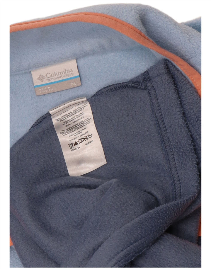 Pulover pentru bărbați COLUMBIA, cu gât cu nasturi, fleece, XL, bleumarin, color block