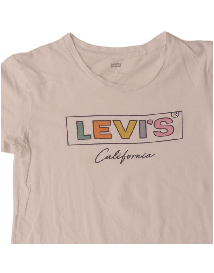 Tricou cu grafic crop LEVI'S Top UK 10 Bumbac alb mic