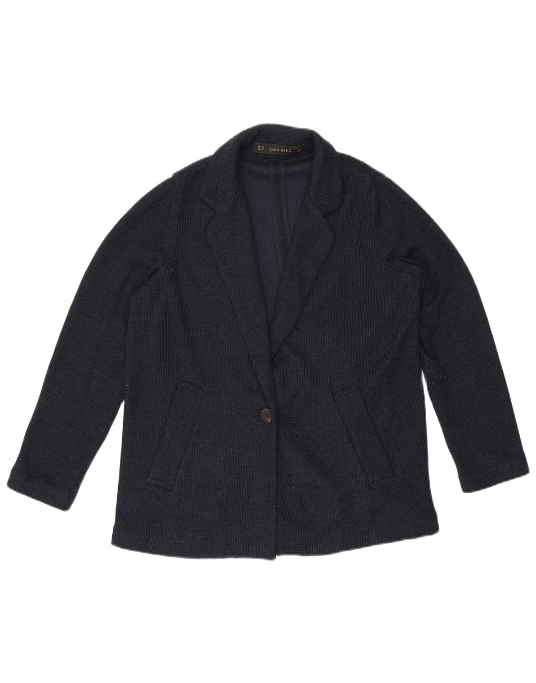 Jachetă pentru femei Zara, supradimensionată, cu 1 buton, UK 6 XS, poliester bleumarin