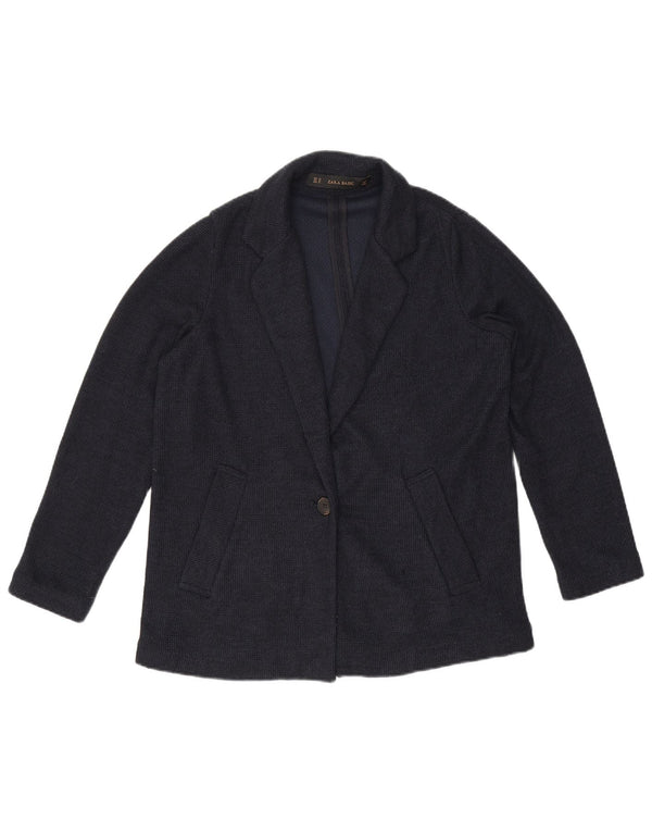 Jachetă pentru femei Zara, supradimensionată, cu 1 buton, UK 6 XS, poliester bleumarin