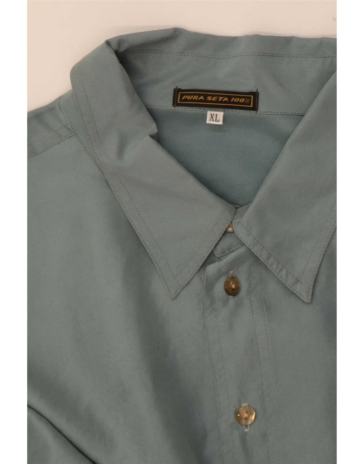 Cămașă Vintage pentru bărbați XL Mătase verde