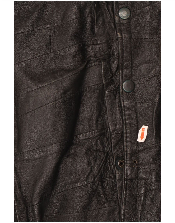 Jachetă din piele vintage pentru bărbați cu mânecă scurtă UK 40 Large Black