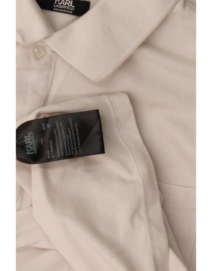 Tricou polo Karl Lagerfeld pentru bărbați, bumbac alb mediu
