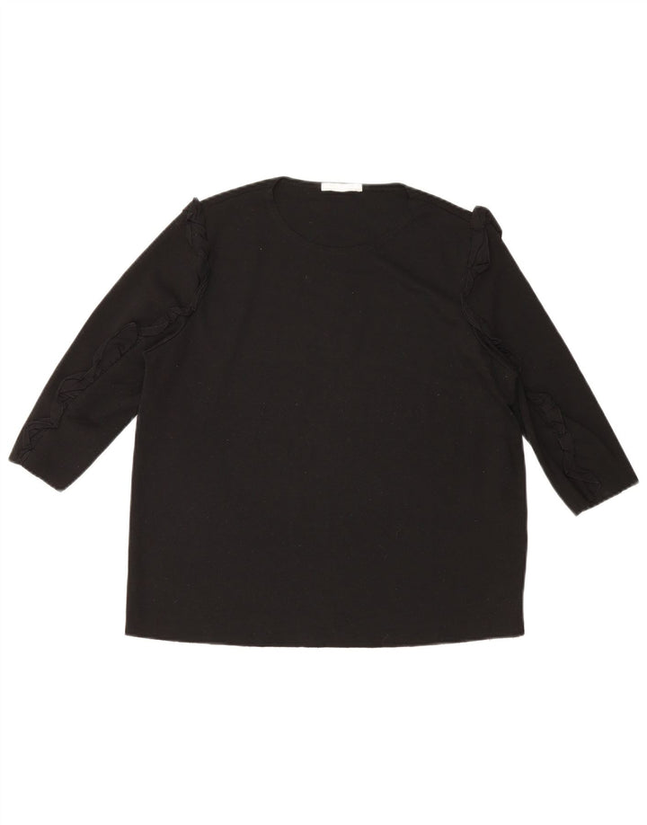 Top femeie Zara cu mâneci 3/4 UK 16 mare, negru, bumbac