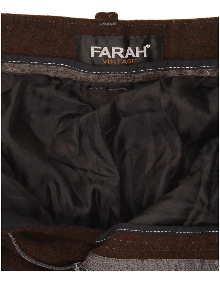 FARAH Pantaloni drepți pentru bărbați L34 L26 Lână maro