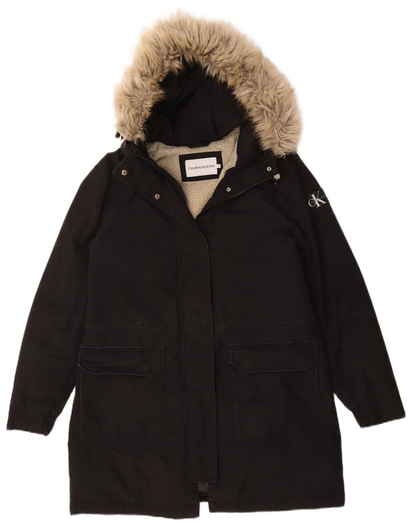 Jachetă parka supradimensionată pentru femei Calvin Klein Jeans Sherpa UK 10 Small Black