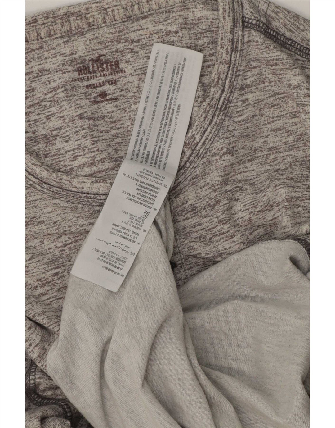 Hollister Top pentru bărbați cu mânecă lungă, mic, gri, bumbac cu pete