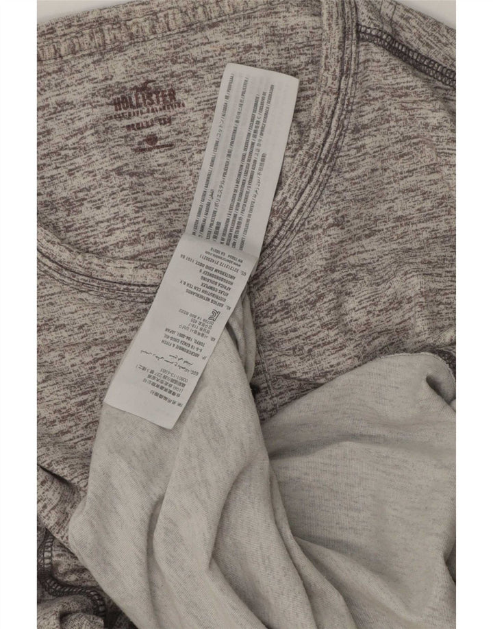 Hollister Top pentru bărbați cu mânecă lungă, mic, gri, bumbac cu pete