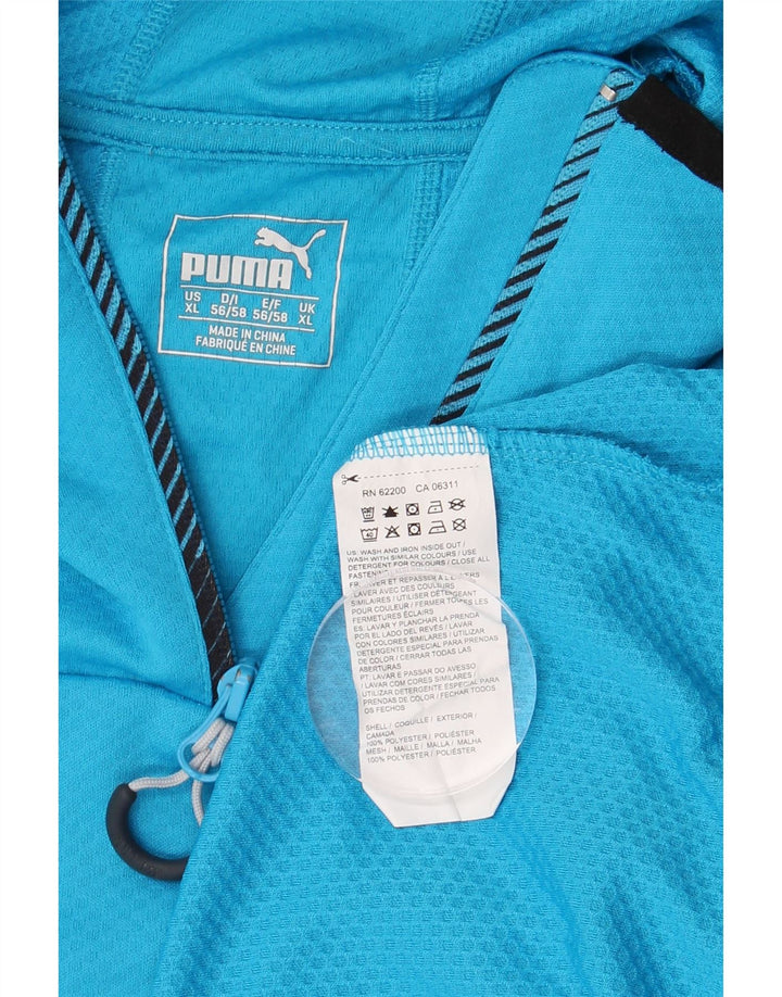 Top de trening PUMA pentru bărbați, cu glugă, cu fermoar și gât, XL, poliester, albastru