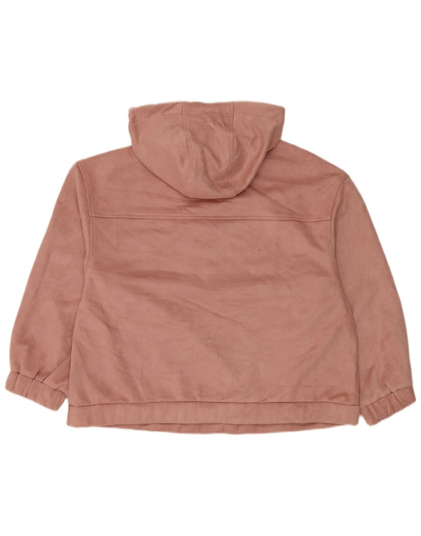 Pulover pentru femei Zara, supradimensionat, cu gât, cu fermoar, cu glugă, UK 10, poliester roz mic
