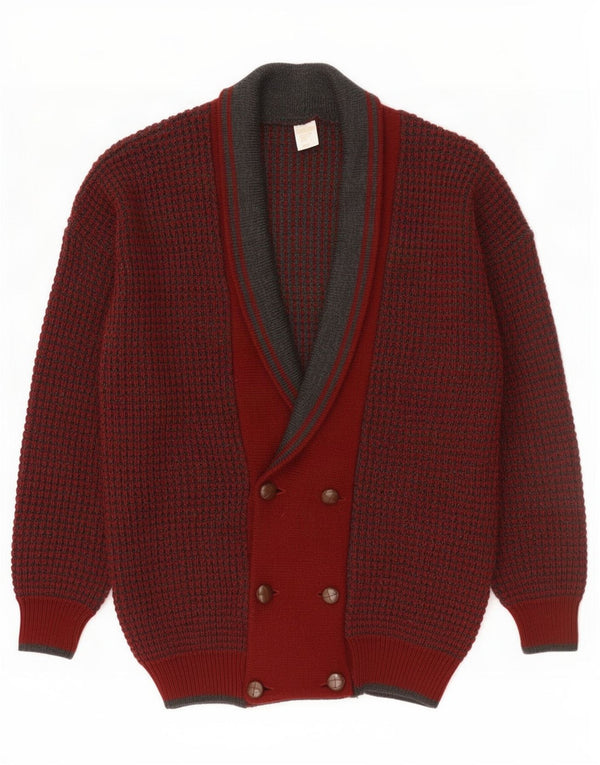 Pulover Cardigan Vintage Bărbați IT 48/50 Lână Burgundy Mediu