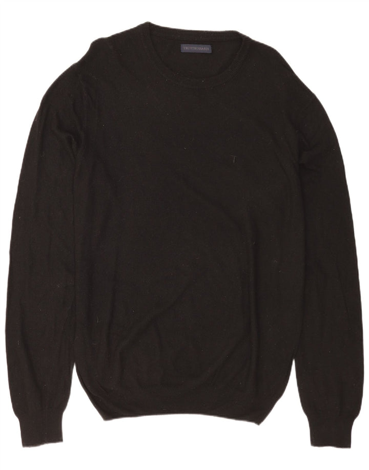 TRUSSARDI Pulover pentru bărbați cu gât de barcă din poliamidă neagră mare