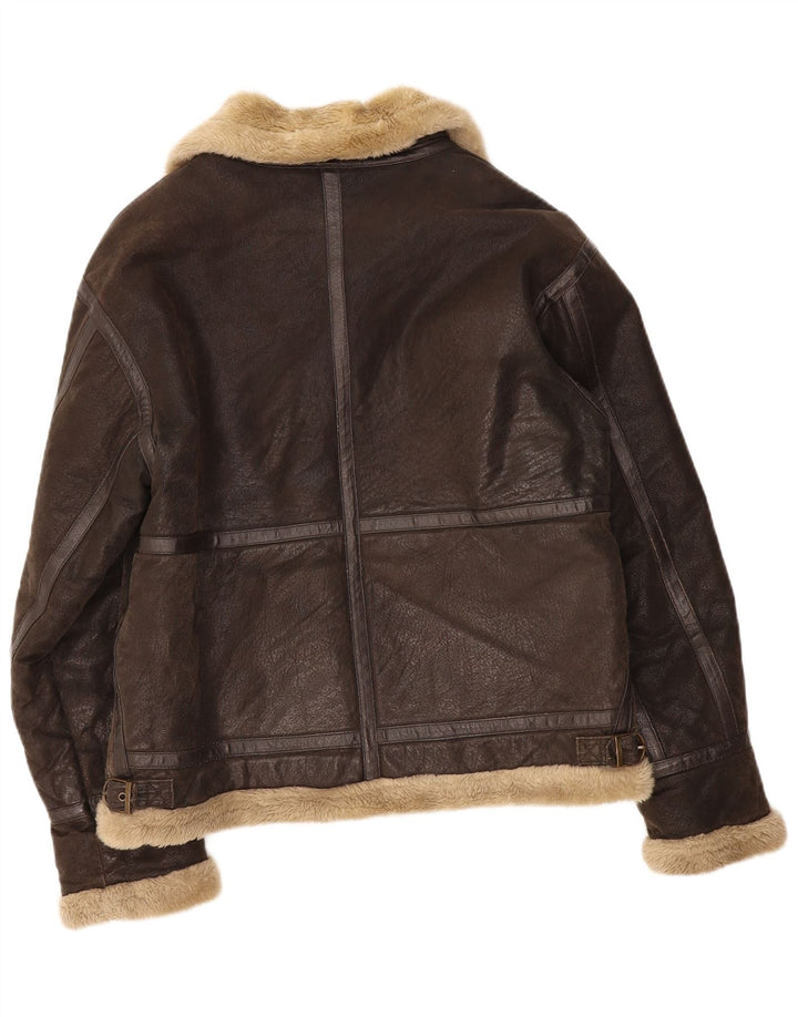 Jachetă din piele pentru bărbați Bata din piele de shearling UK 38 Medium Brown Piele