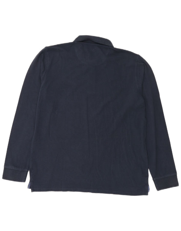 Tricou polo pentru rugby cu mânecă lungă pentru bărbați Avirex, bumbac bleumarin 2XL