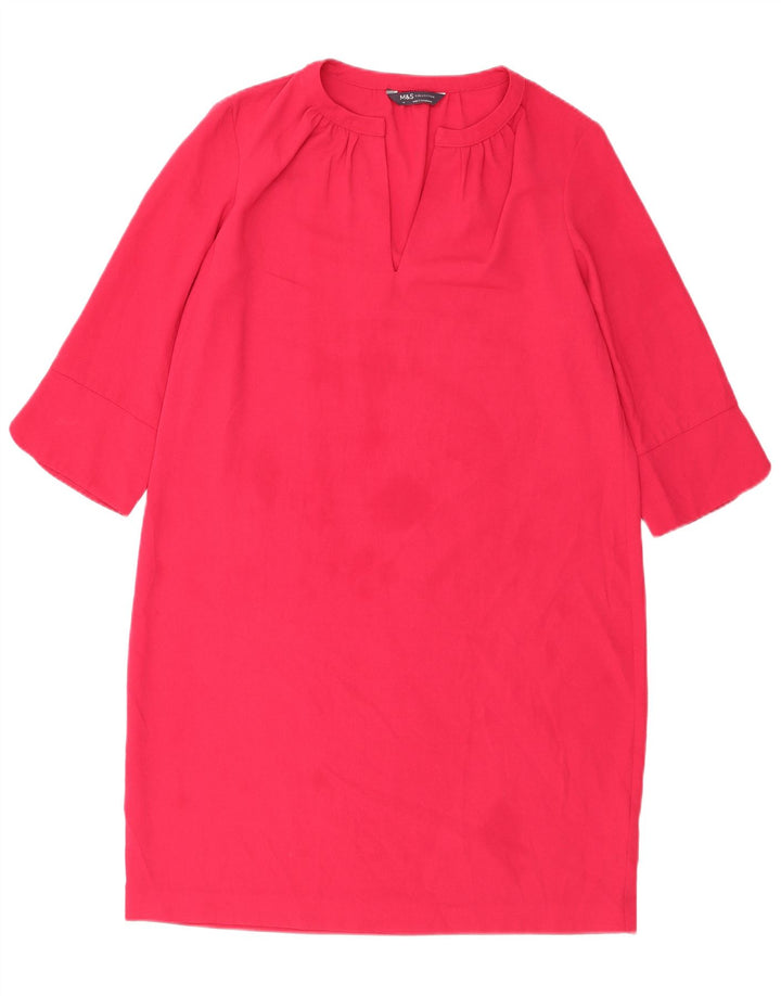 Rochie pentru femei Marks & Spencer, cu mâneci 3/4, poliester mare, roz, UK 14