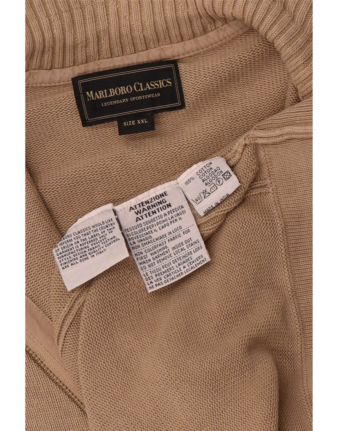 Pulover cardigan pentru bărbați Marlboro Classics 2XL, bumbac, bej