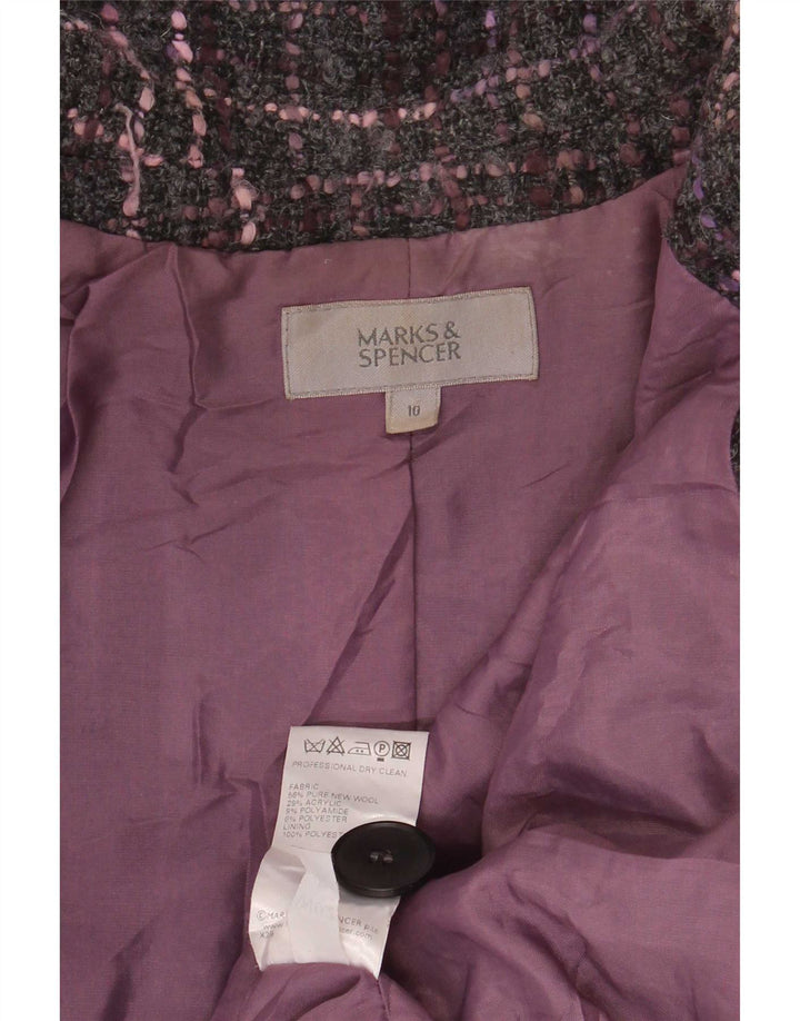 Jachetă pentru femei Marks & Spencer cu 1 nasture, UK 10, gri mic, carouri