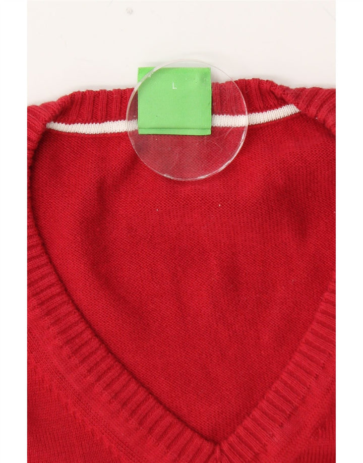 Pulover cu decolteu în V pentru bărbați HUGO BOSS, mare, roșu, color block