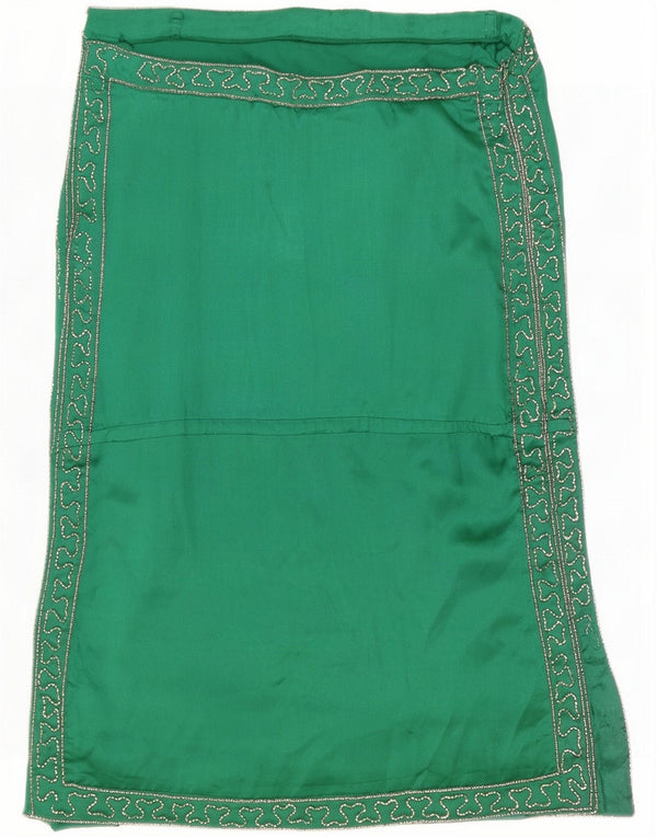 Rochie de epocă pentru femei fără bretele UK 10 Small Green Paisley Polyester