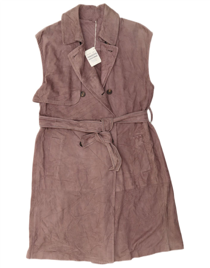 Trench din piele intoarsa fara maneci Brunello Cucinelli IT 42 Maro Mediu