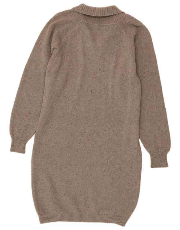 Rochie vintage cu mâneci lungi pentru femei UK 16 mare maro pete
