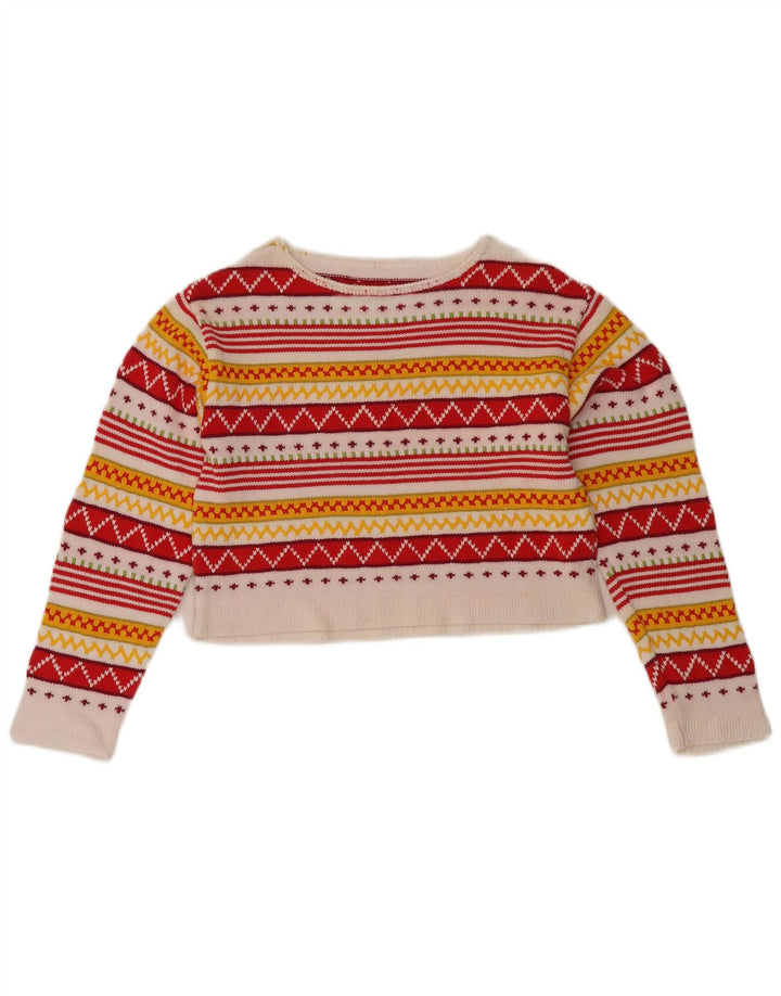 Pulover vintage pentru femei cu gât de barcă UK 12 mediu multicolor
