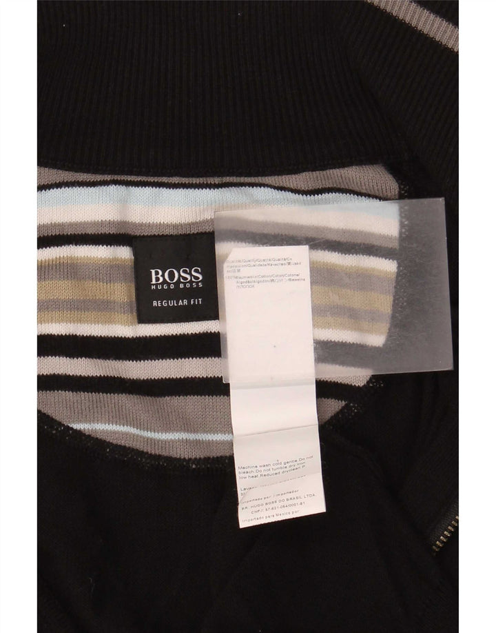 Pulover cardigan Hugo Boss pentru bărbați, bumbac negru mare