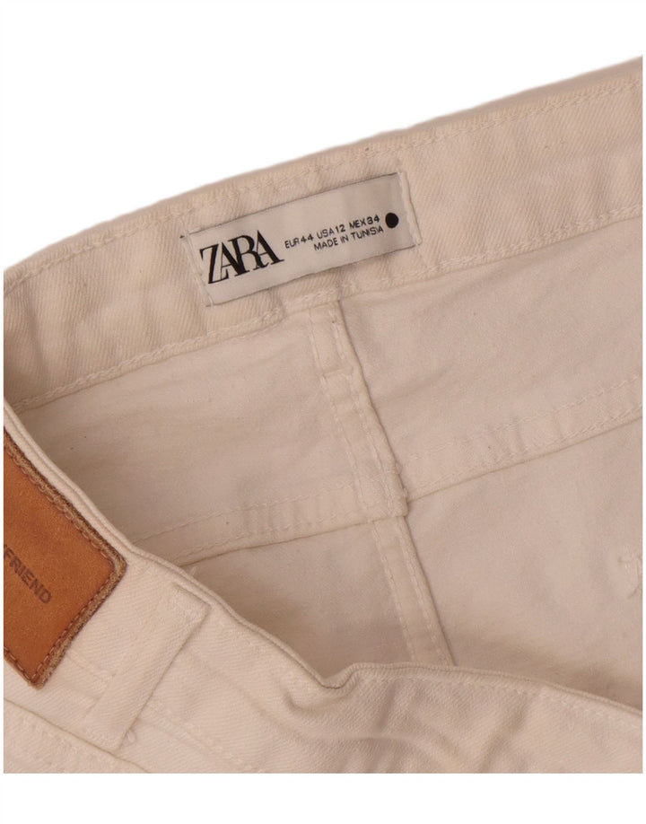 Blugi Distressed Straight pentru Damă Zara EU 44 XL W34 L28 Alb