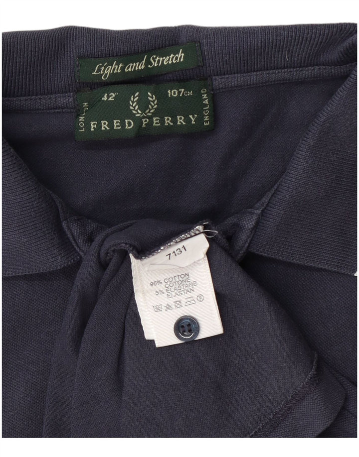 Cămașă polo pentru bărbați Fred Perry, ușor și elastic, din bumbac bleumarin mediu