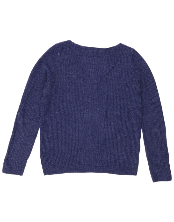 Pulover pentru femei Marks & Spencer cu decolteu în V UK 14 Medium Blue Peteted