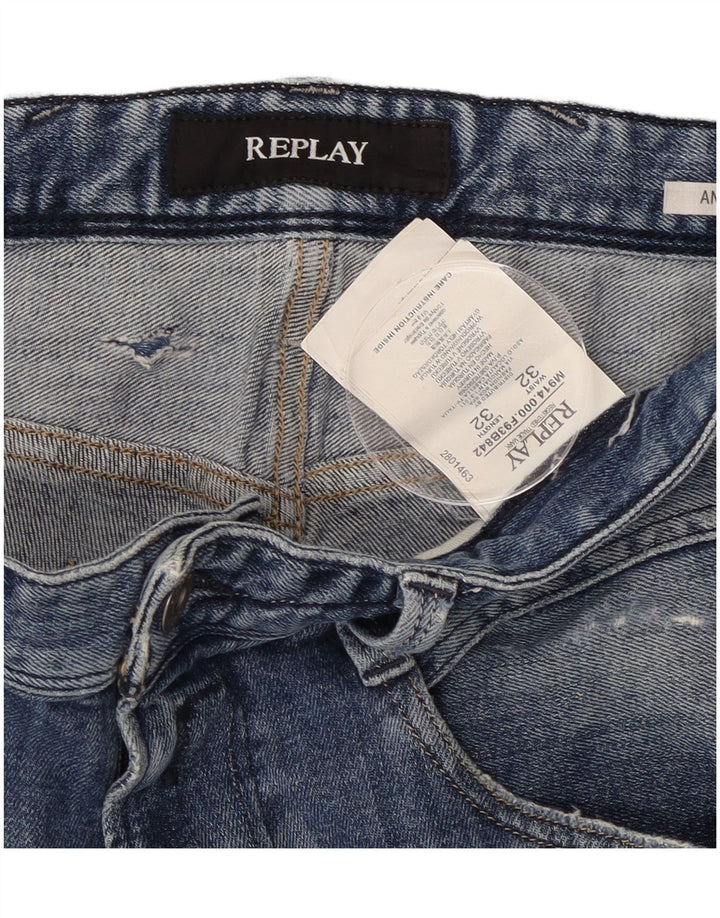 REPLAY Blugi slim Anbass distressed pentru femei W32 L32 bumbac albastru